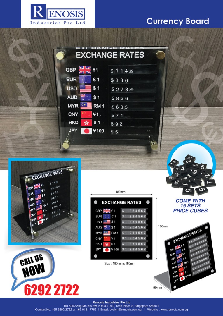 Currency Board currency converter board with interchangeable numbers ...