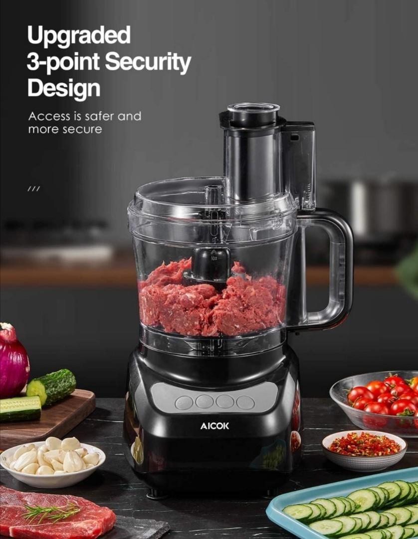 DECEN Compact Food Processor, Multifunctional 2L Electric Food Chopper, 3 Speed Controls Food