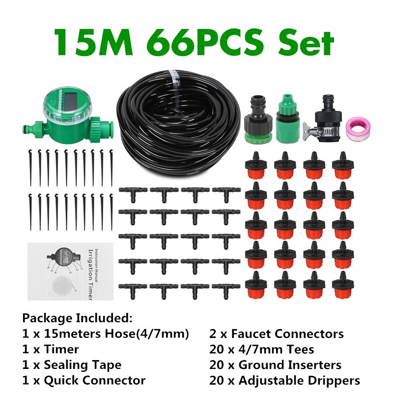 DIY Timing Automatic Garden Drip Irrigation System Plant Flower ...