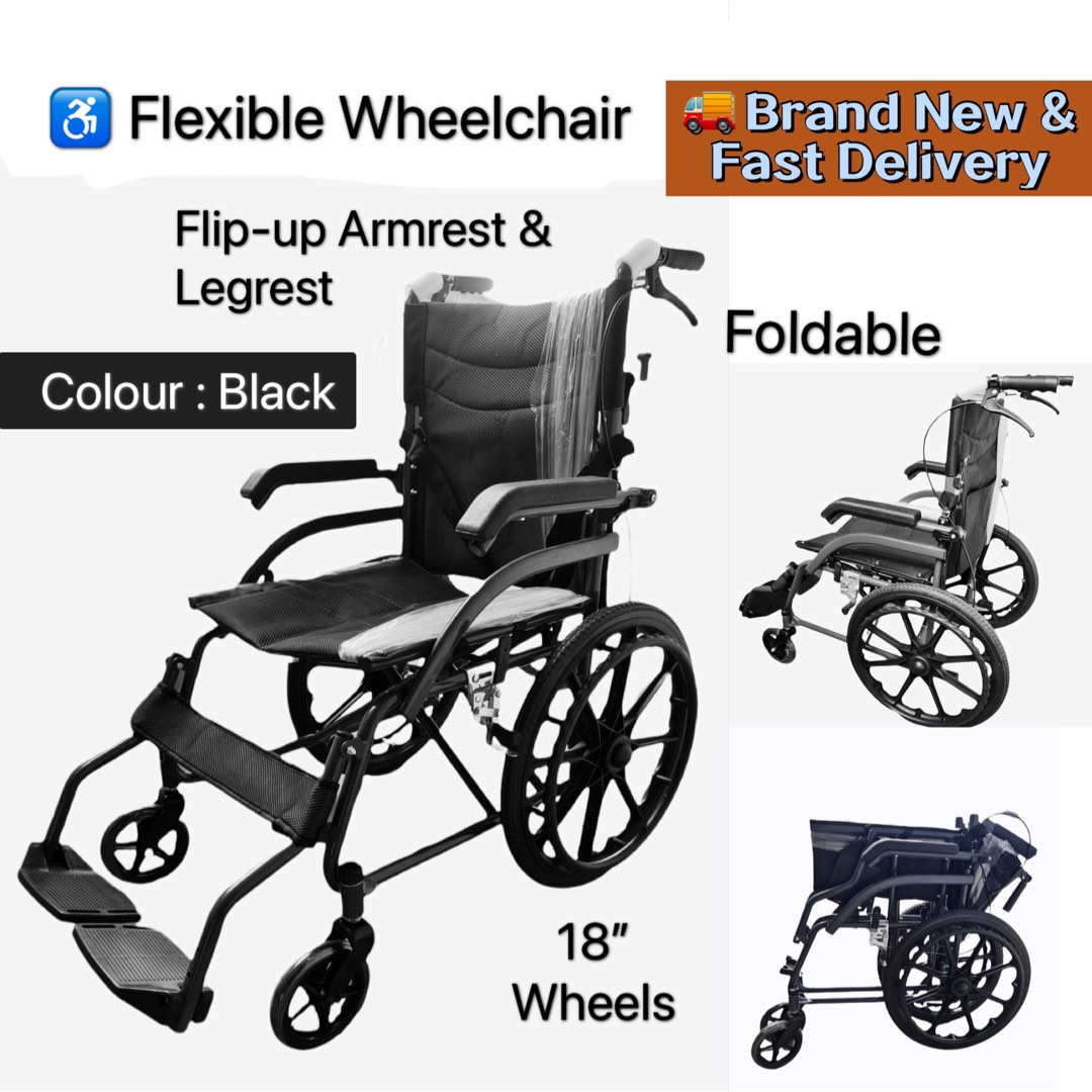 Flexible Wheelchair with Flipup Armrest & Legrest. Easy for