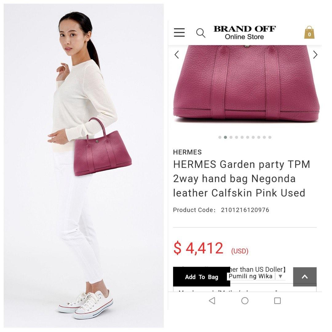 HERMES Garden Party Size TPM Menthe Negonda Leather– GALLERY RARE Global  Online Store