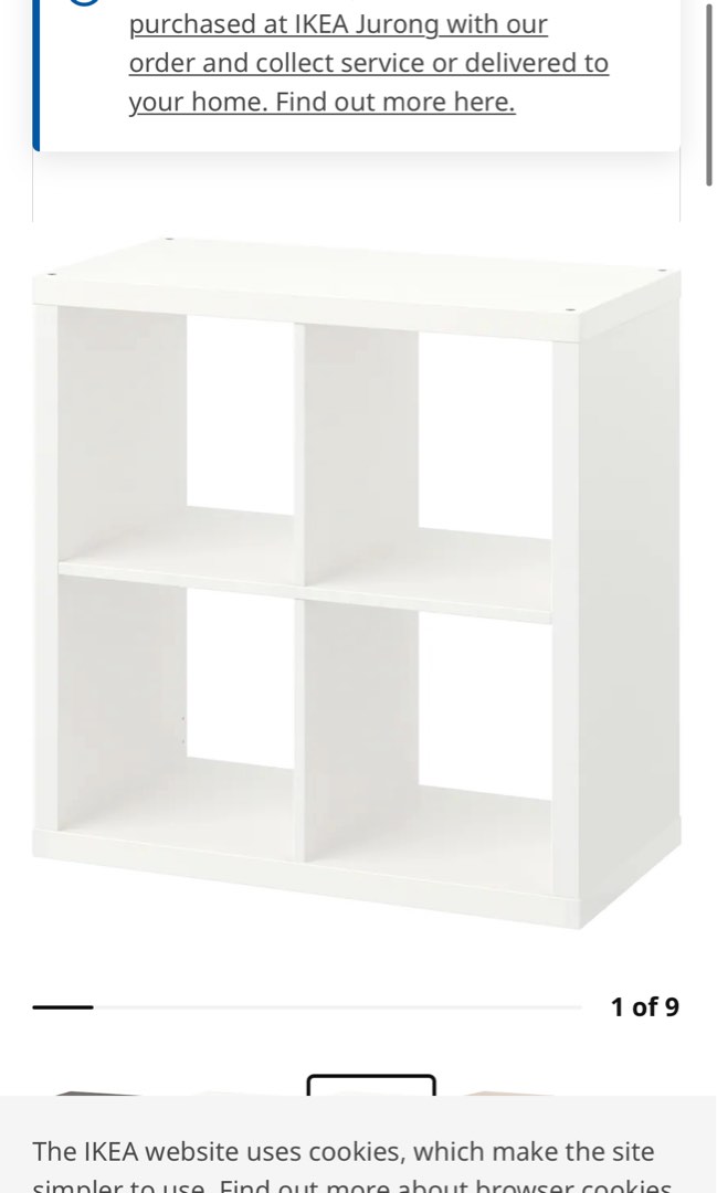 IKEA Kallax 4 cube shelving unit, Furniture & Home Living, Furniture