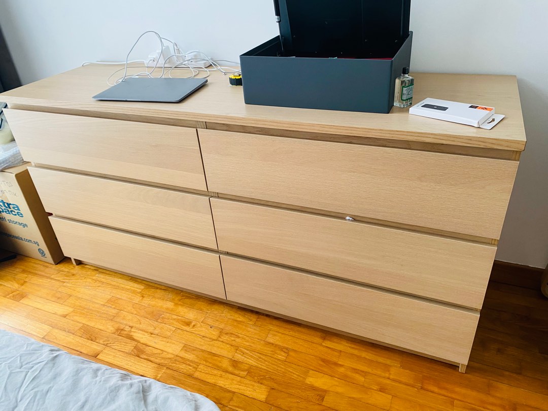 Ikea MALM Chest of drawers 160x78 white oak, Furniture & Home Living