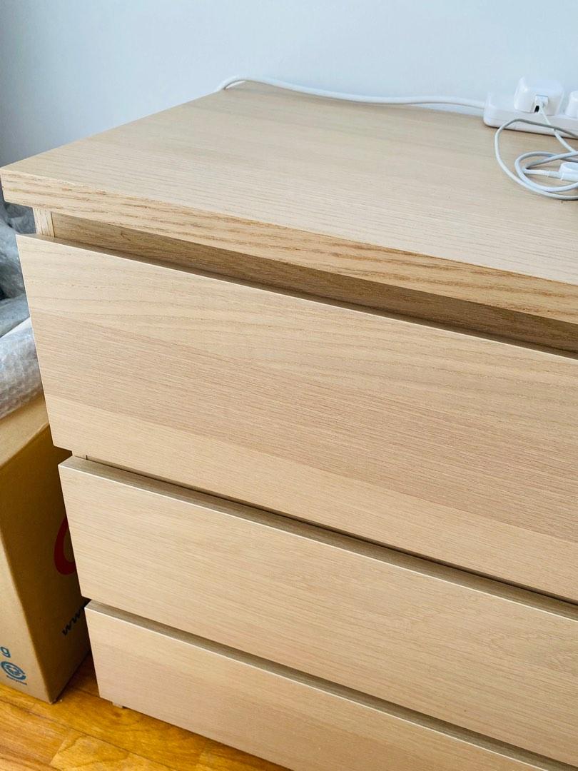 Ikea MALM Chest of drawers 160x78 white oak, Furniture & Home Living