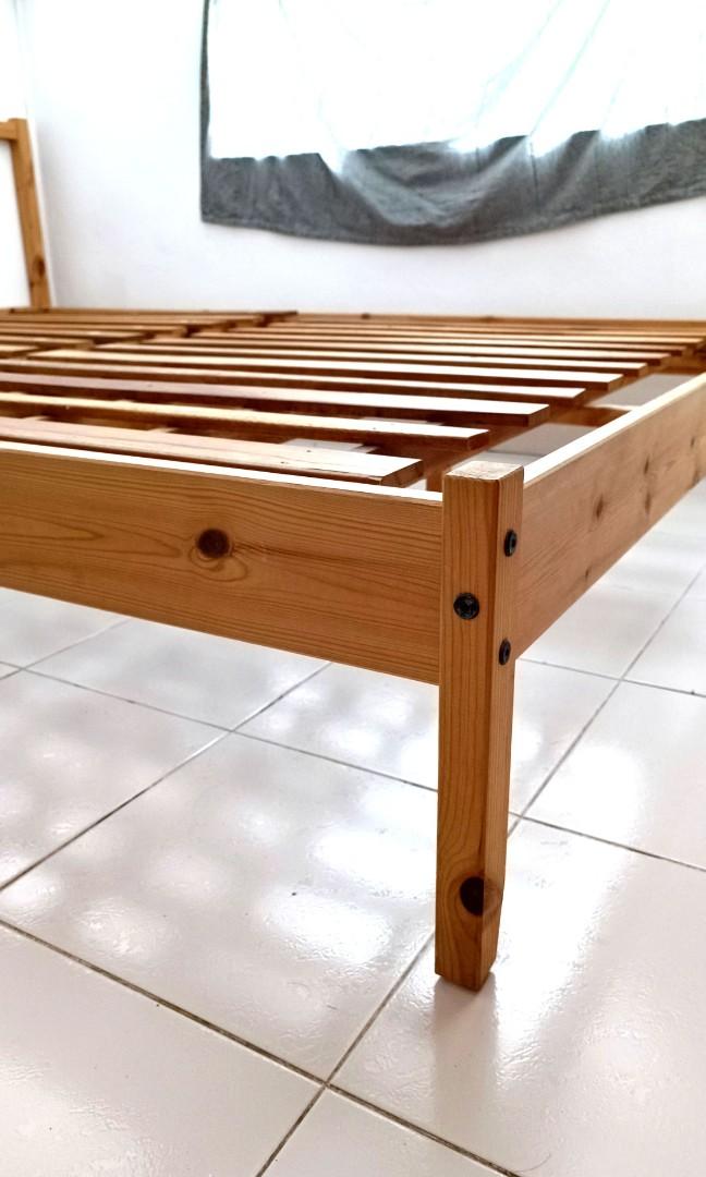 Ikea Queen Size Wood Bed frame, Furniture & Home Living, Furniture, Bed Frames & Mattresses on