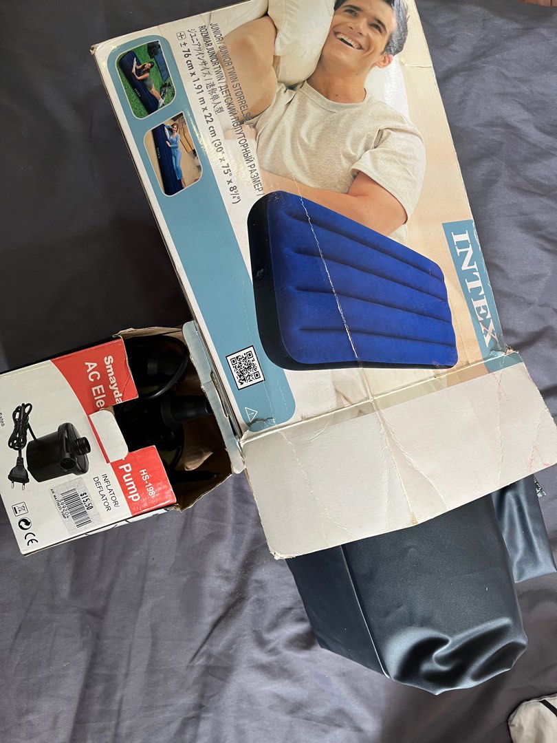 INTEX air bed, inflatable mattress with pump inflator, Furniture & Home