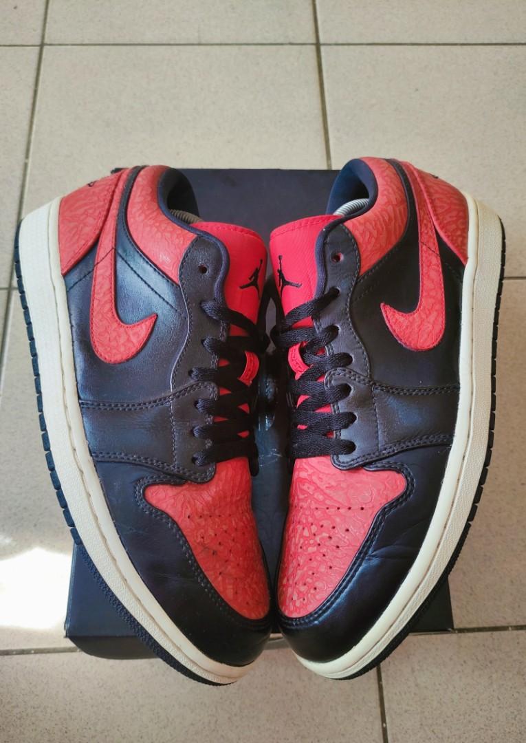 Jordan 1 Low Bred Elephant print, Men's Fashion, Footwear, Sneakers on