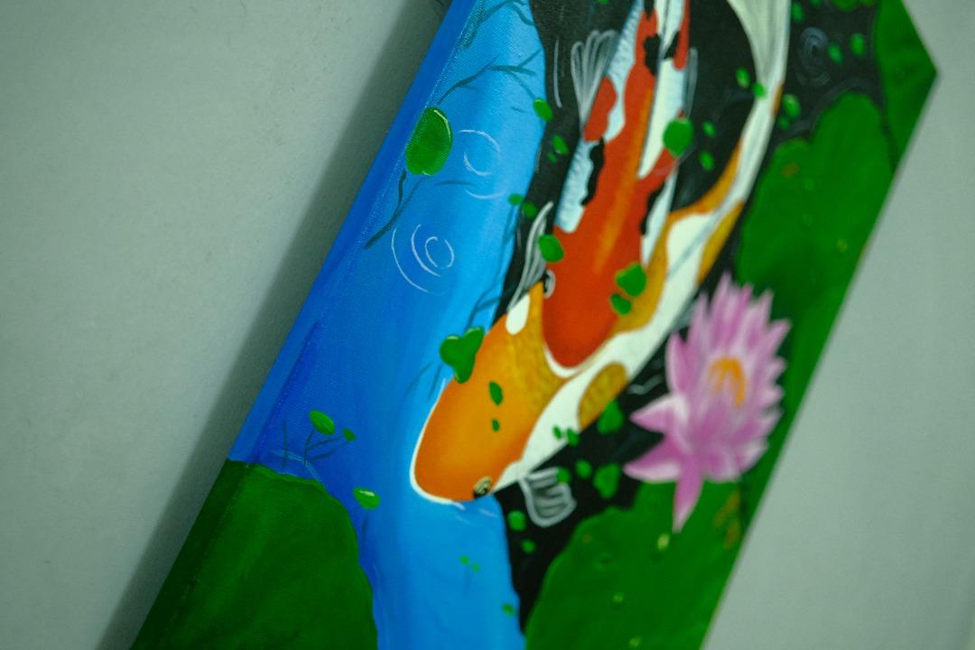 Koi Fish Acrylic Painting (HandMade Painting), Furniture & Home Living