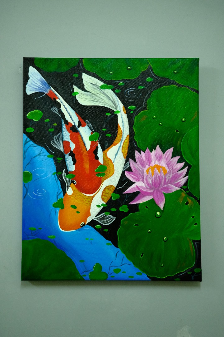 Koi Fish Acrylic Painting (HandMade Painting), Furniture & Home Living