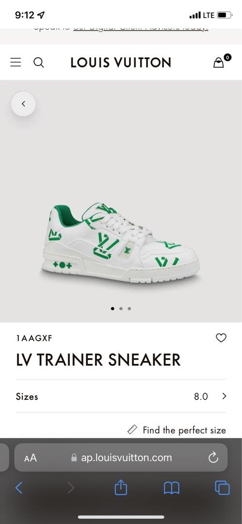 Louis Vuitton 1AAGXF LV Trainer Sneaker , Green, 6.5