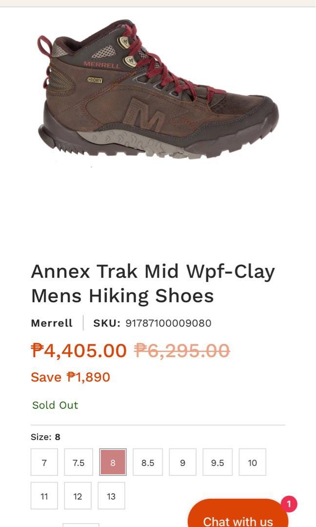 Merrell Annex Trak Mid Hiking Shoes (Category: Activewear) located in Taguig. Submitted by dichannn (Listing ID 1181679217, Image 2). Description: Hello climbers! I’m selling my husband’s hiking shoes as he prefers low-cut. These are absolutely brand-new (sinukat lang, thus no issues whatsoever) however we lost the box already. We bought this for 6k+ at the mall. Selling price: 3,500 free shipping! Size: men’s 8 or euro 41 Thank you!.