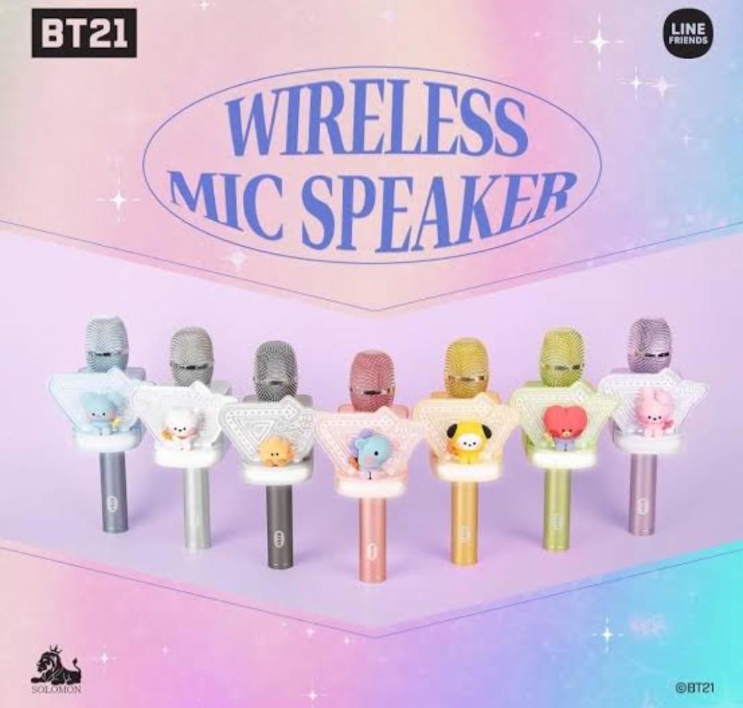 Official BT21 minini LED Bluetooth mic (Category: Microphones) located in Cavite. Submitted by sweetybunnyph (Listing ID 1181974897, Image 1). Description: note: box have damage because of cargo but doea not affect the product Last Price Already Sold: Cooky, Shooky characters: Tata.