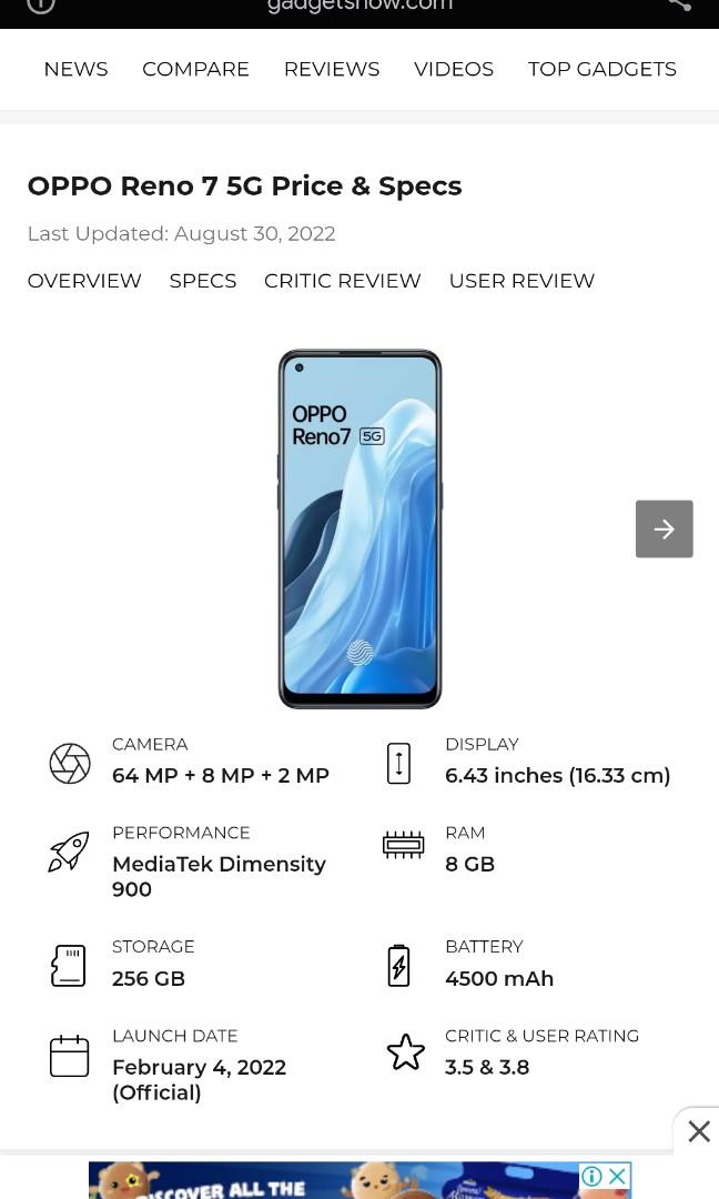 OPPO Reno7 5G Specs