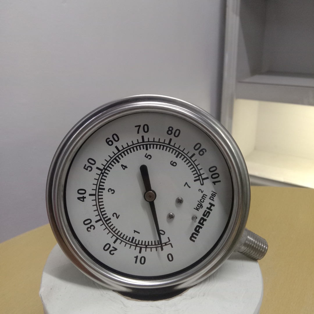 Pressure Gauge MARSH, 0 to 100 PSI with ISO 17025 Accredited