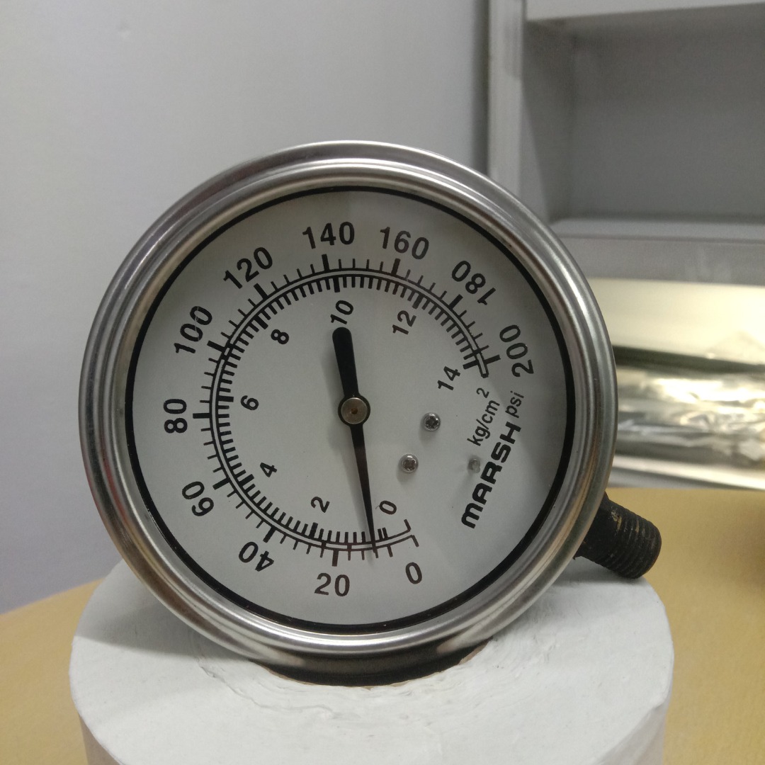 Pressure Gauge, MARSH 0 to 200 PSI with ISO 17025 accredited