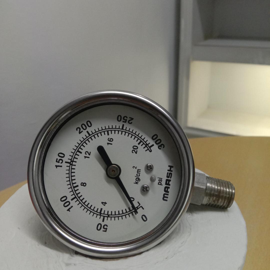 Pressure Gauge, MARSH 0 to 300 PSI with ISO 17025 accredited