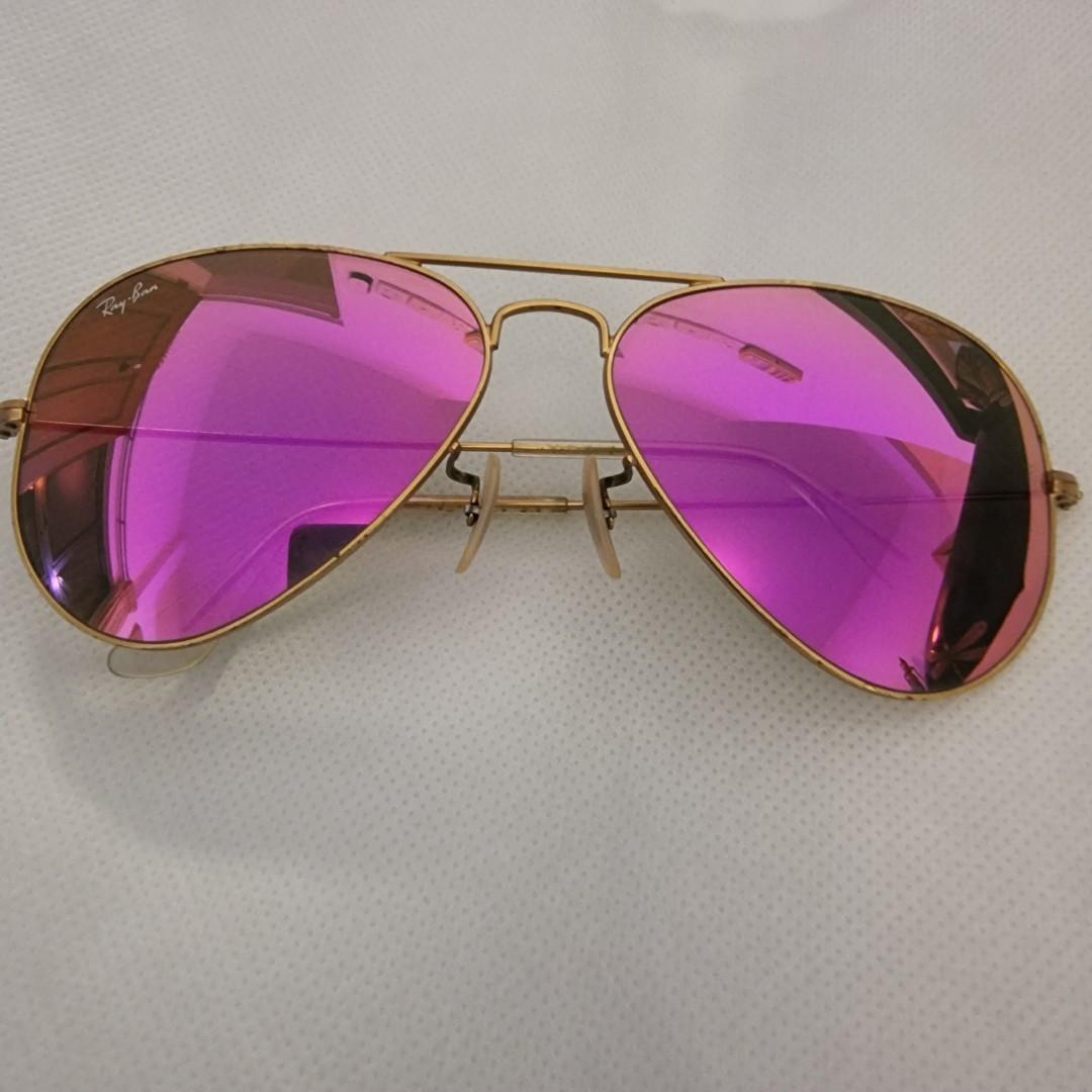 Rayban Pink Mirror aviator Women s Fashion Watches Accessories