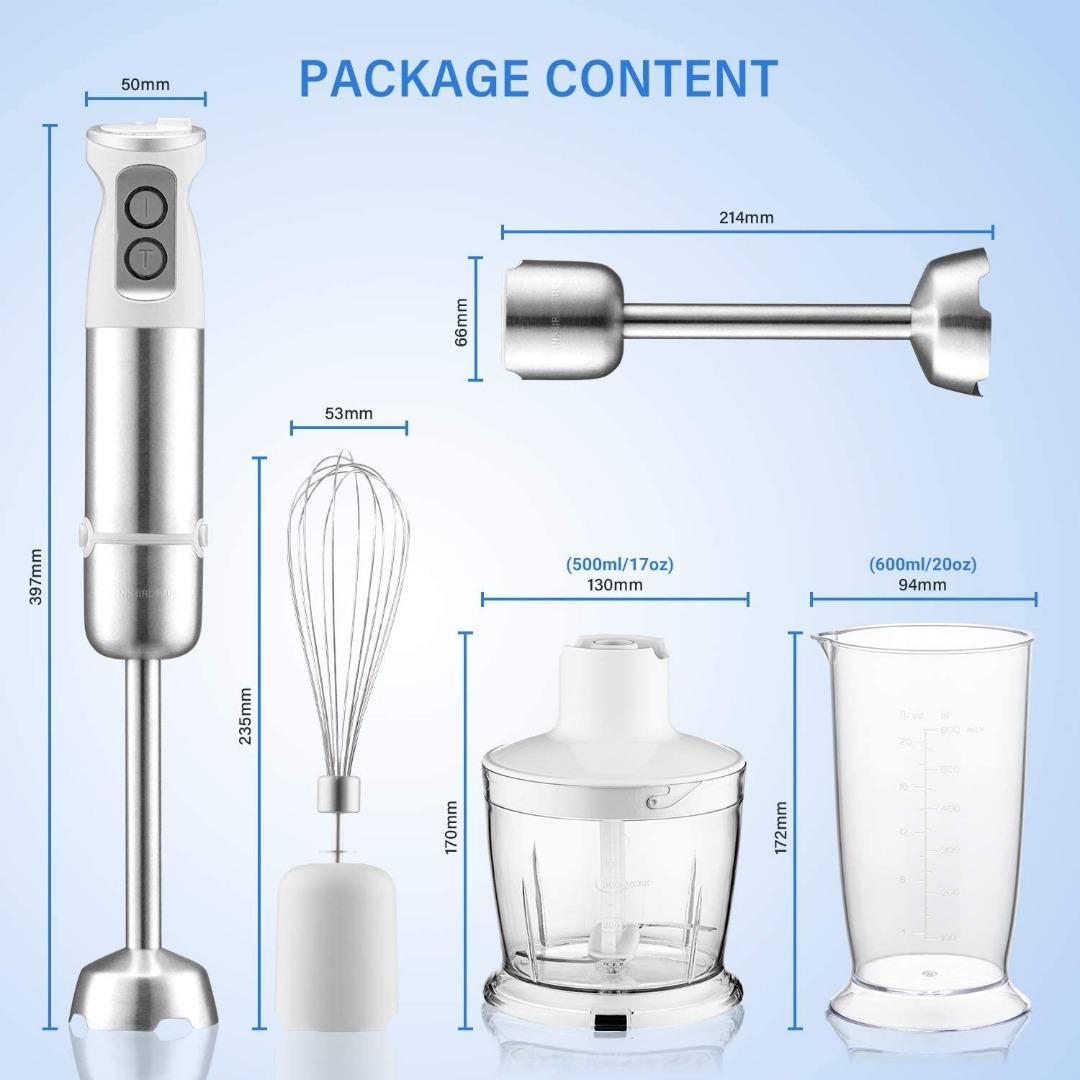 [sg stock] Inkbird Hand Blender 4in1 Stainless Steel Stem with Chopper and Whisk 6Speed
