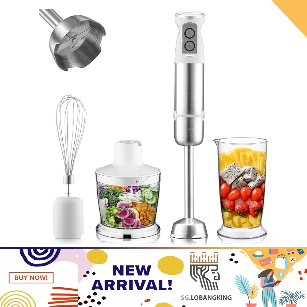 [sg stock] Inkbird Hand Blender 4in1 Stainless Steel Stem with Chopper and Whisk 6Speed