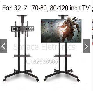Standing TV Mount TV Mobile Stand With Wheels Tilt -15º~+15º Mounts Stand for 32-70 inch TV