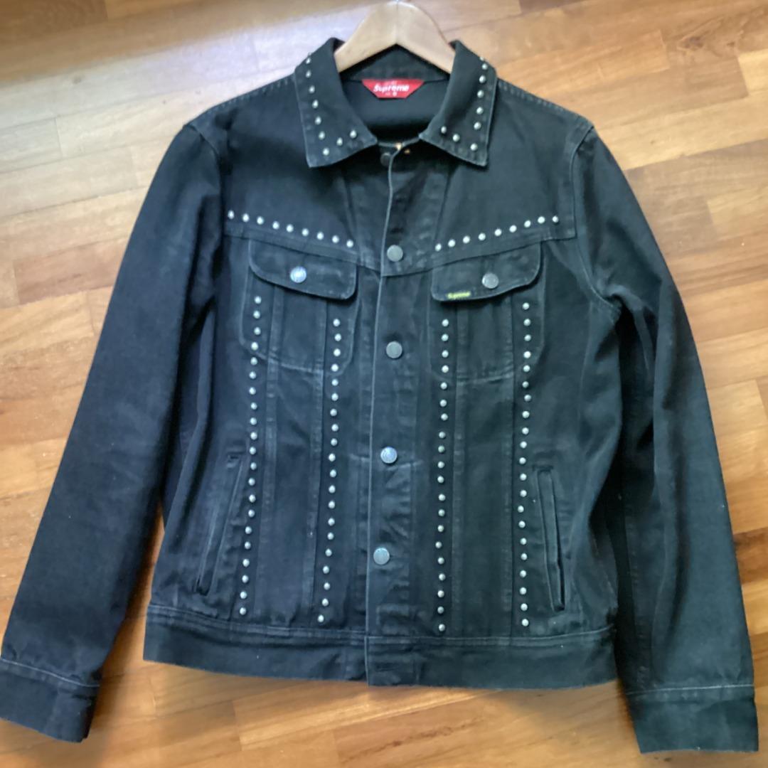 A Supreme Studded Denim Trucker Jacket, Men's Fashion, Coats