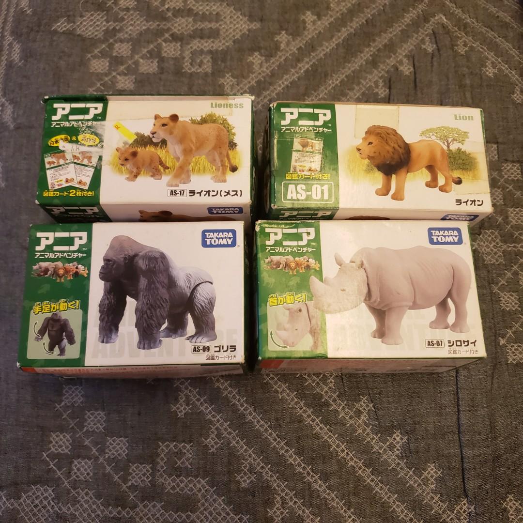 Takara Tony 可動動物雄獅雌獅及小獅子大猩猩白犀牛 興趣及遊戲 玩具 遊戲類 Carousell