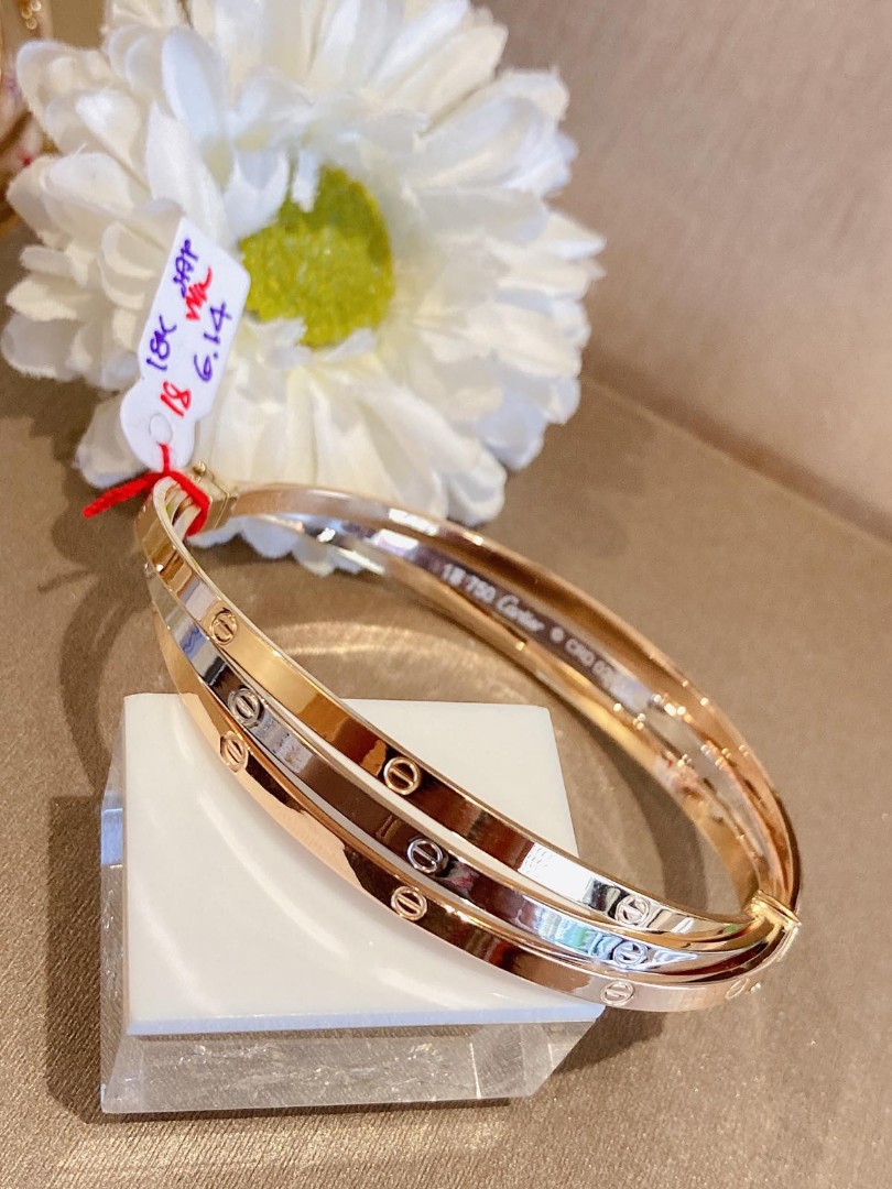 Tricolor Cartier Bangle 18k JG, Women's Fashion, Jewelry & Organizers