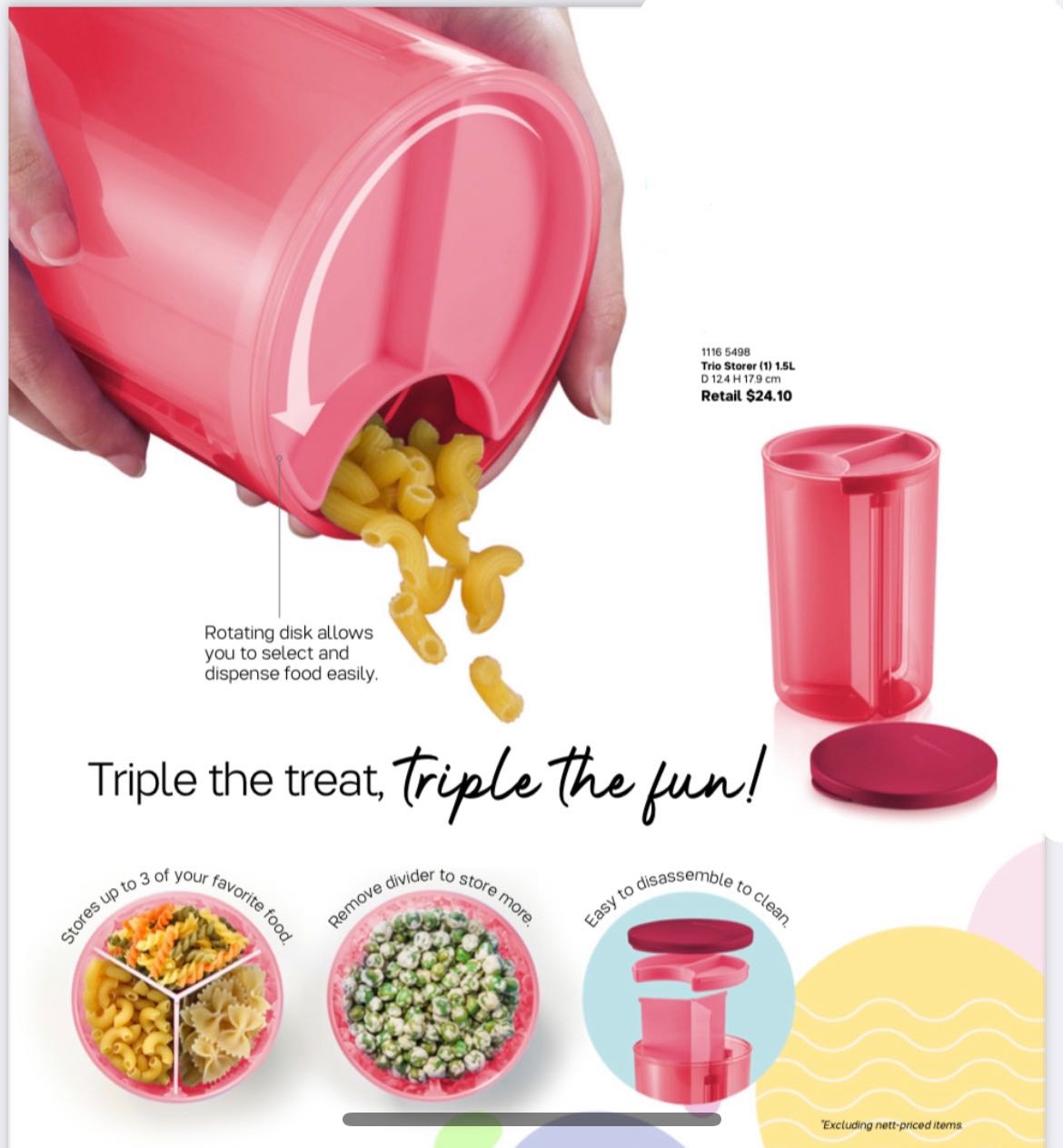 Tupperware Trio Storer (1) 1.5L, Furniture & Home Living, Kitchenware