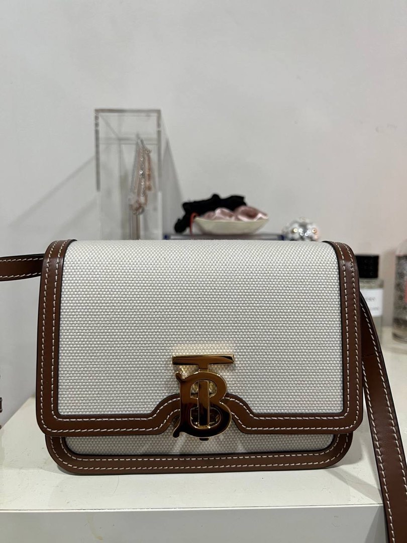 Burberry Mini Two-tone Canvas and Leather TB Bag, Luxury, Bags & Wallets on  Carousell