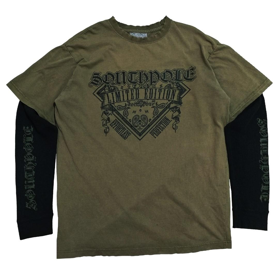 Vintage Grunge Y2K South Pole Longsleeve Tee Shirt, Men's Fashion