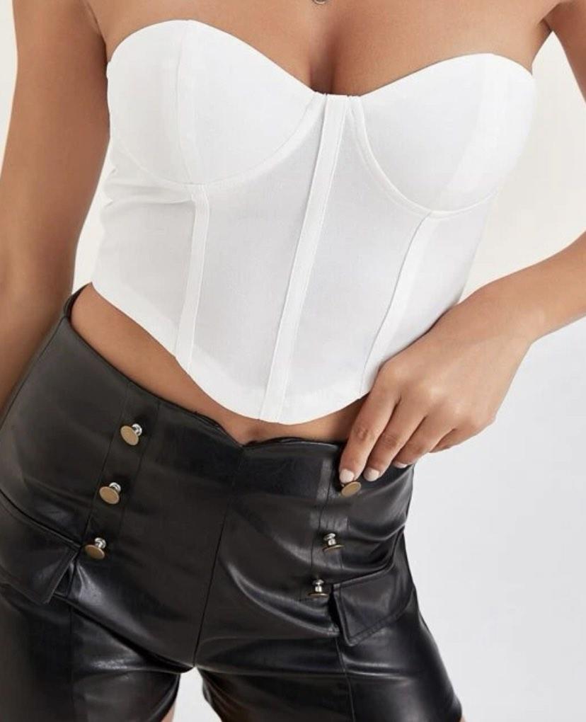 White leather clearance bustier top