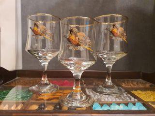 Wine Glass, Vintage, Set of 3 with free wooden coasters