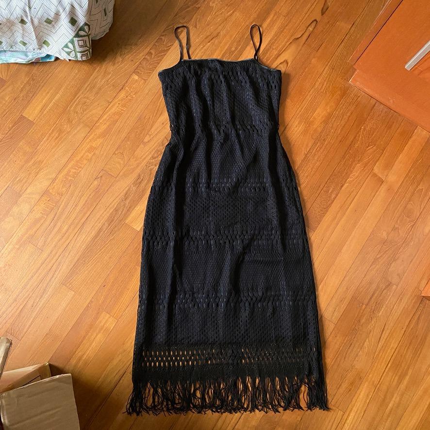 SALE Y2k Black Crochet Fringe Cocktail Dress Women s Fashion