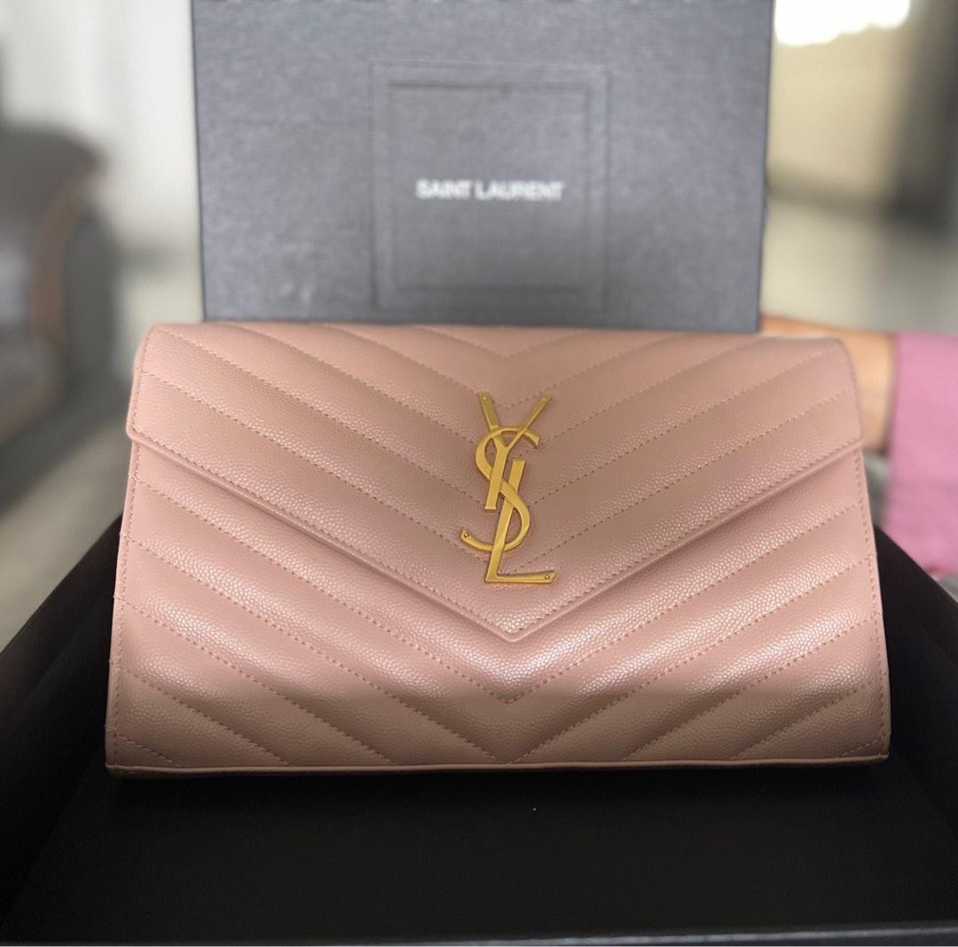 Yves Saint Laurent (YSL) Wallet on chain Pale blush, Luxury, Bags