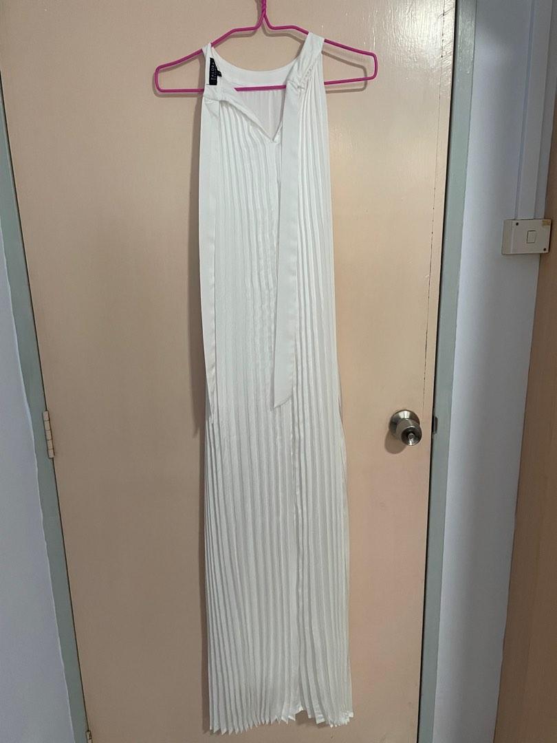 Zalora Pleated Satin Dress, Women's Fashion, Dresses & Sets, Evening