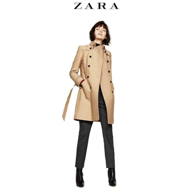 ZARA Basic Water Resistant Khaki Trench Coat for Autumn Winter