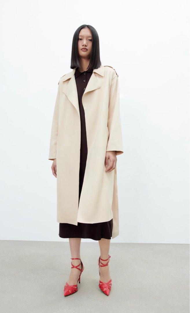 Zara Faux Suede Trench Coat In Ecru, Women'S Fashion, Coats, Jackets And  Outerwear On Carousell