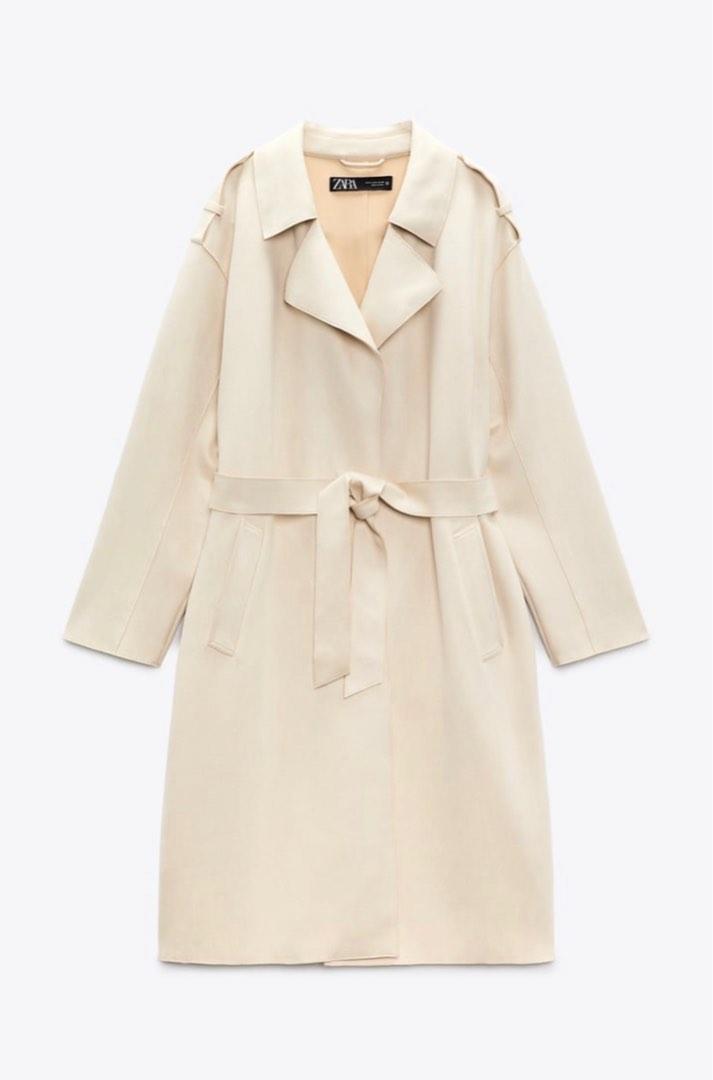 Zara Faux Suede Trench Coat In Ecru, Women'S Fashion, Coats, Jackets And  Outerwear On Carousell