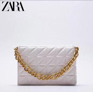 Zara White Chain Quilted Bag