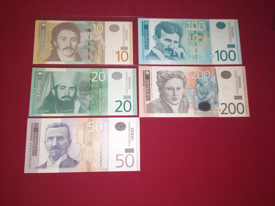 塞爾維亞2013-14年10.20.50.100.200第納爾紙幣, 興趣及遊戲, 收藏品及紀念品, 錢幣- Carousell