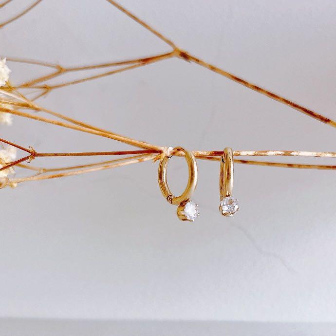 Sale 24K Gold Plated Simple Classic Earrings Diamond Crystal
