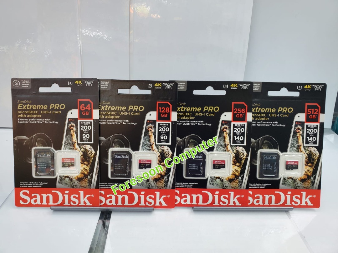 ?全新行貨? SanDisk Micro SD Extreme Pro Flash Memory Card A2 64GB /128GB  /256GB /512GB /1TB V30 記憶卡SDSQXCZ 手提電話, 電話及其他裝置配件, 記憶卡- Carousell