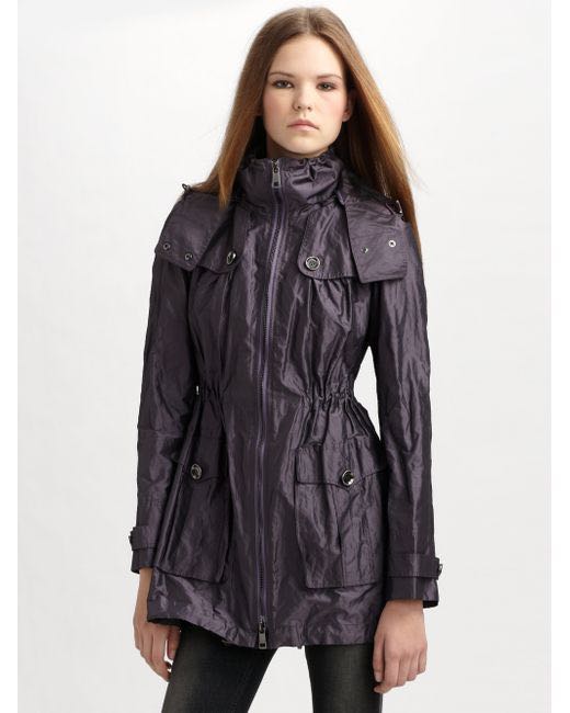 Purple Hooded Taffeta Rain Coat 