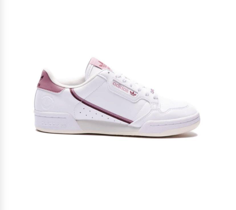 Adidas originals white and pink continental 8 sneakers cheap