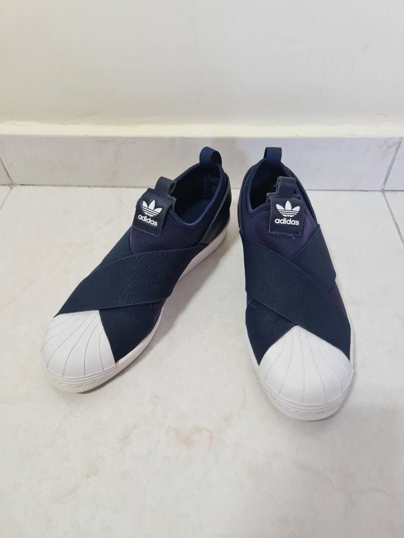 Adidas Superstar Slip on Navy Sneakers Women s Fashion Footwear Sneakers on Carousell