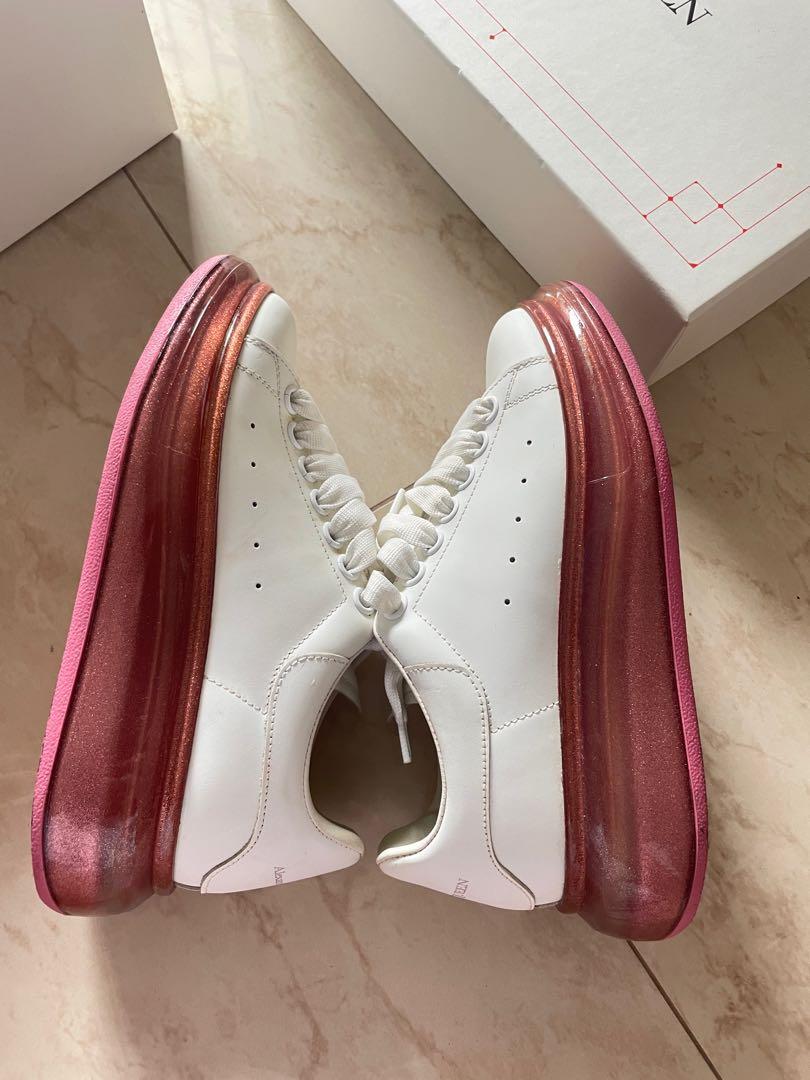 Alexander McQueen oversized sneaker with pink glitter base