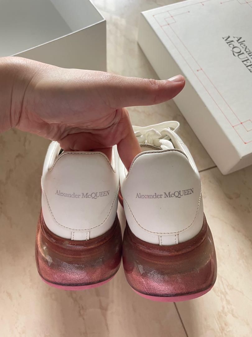 Alexander McQueen oversized sneaker with pink glitter base