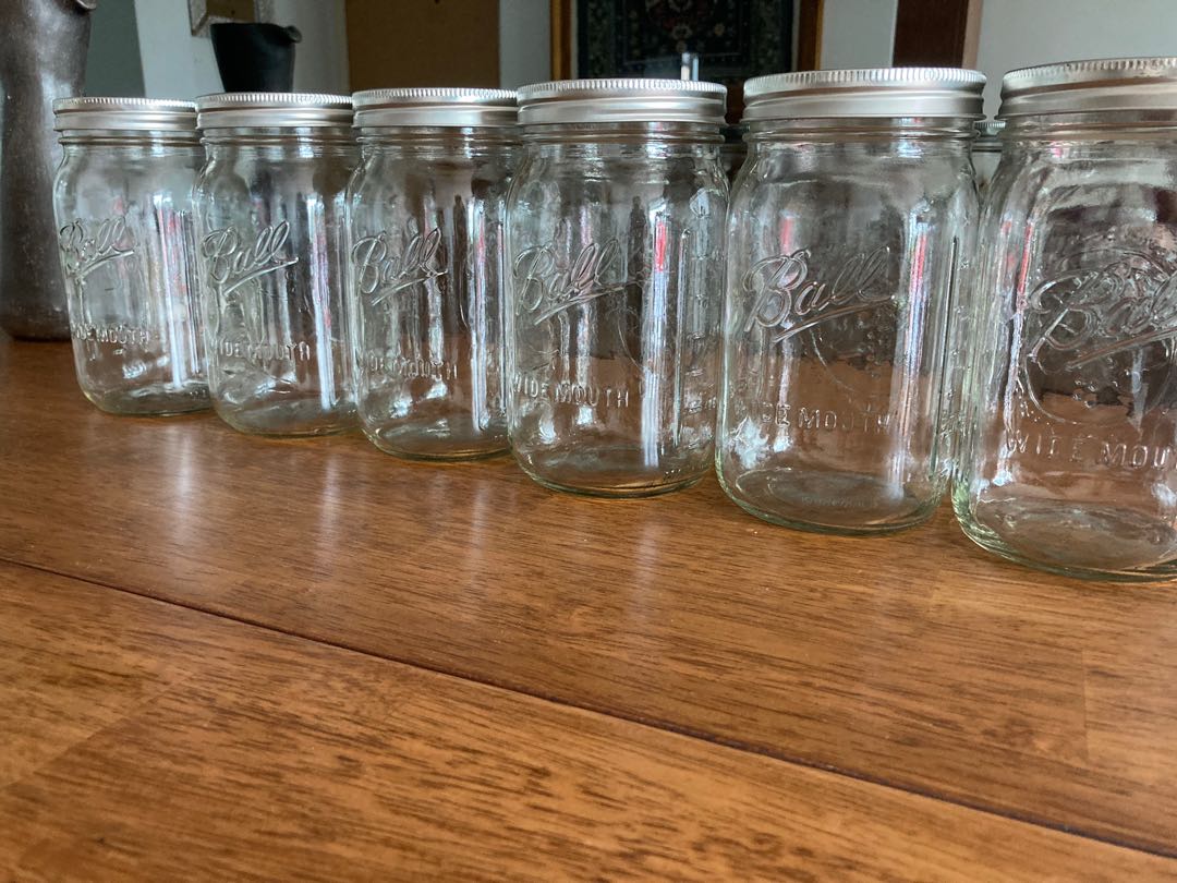 6 Ball Mason Jar 32 ounce/ 1000 ml wide mouth lid, Furniture & Home