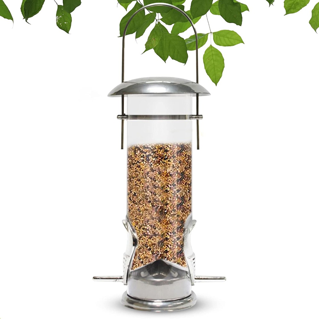 Bird Feeders Hanging Metal Wild Bird Feeding For Garden 2 Ports Nyger