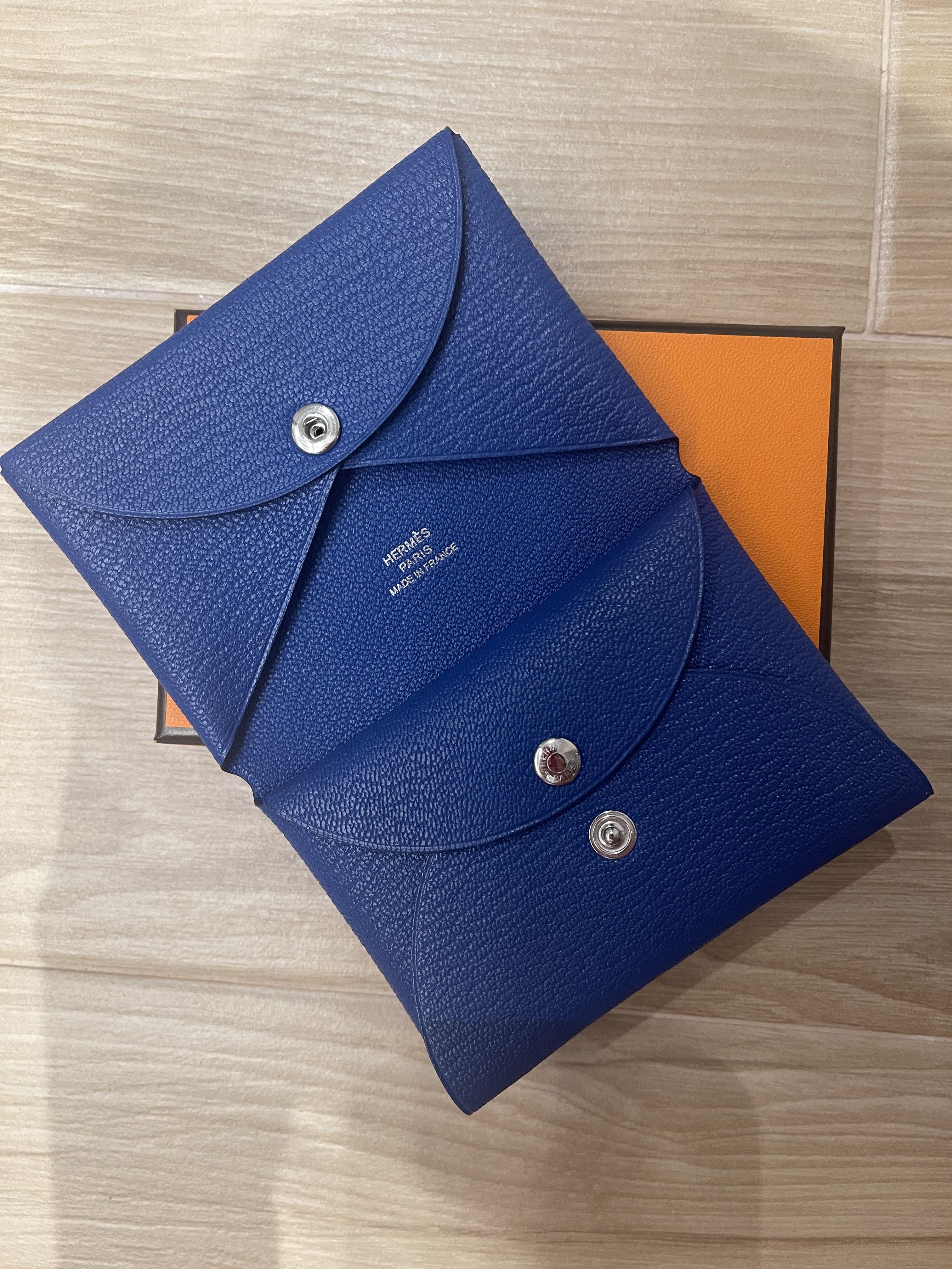 BNIB HERMES CALVI DUO, Luxury, Bags & Wallets on Carousell
